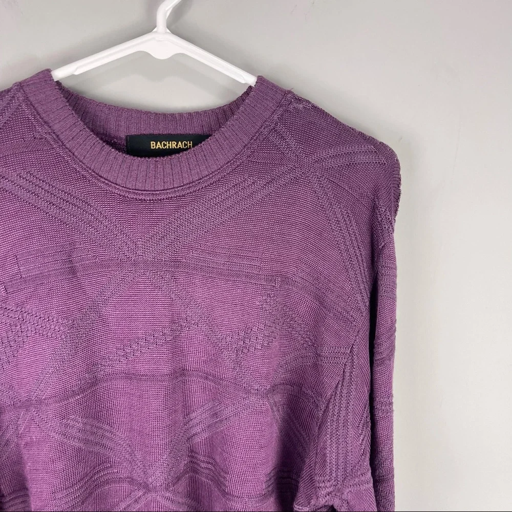 Bacharach grape textured oversized sweater crew neck sz M cotton blend - Picture 3 of 5